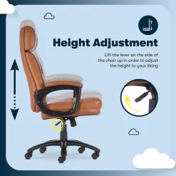 Outlet Comfort Big & Tall Ergonomic Bonded Leather Swivel Executive Chair, Cognac (CHR10131D) Office Chairs