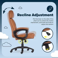 Outlet Comfort Big & Tall Ergonomic Bonded Leather Swivel Executive Chair, Cognac (CHR10131D) Office Chairs