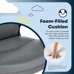 Discount Comfort Big & Tall Ergonomic Bonded Leather Swivel Executive Chair, Gray (CHR10131C) Office Chairs