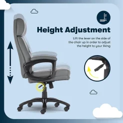 Discount Comfort Big & Tall Ergonomic Bonded Leather Swivel Executive Chair, Gray (CHR10131C) Office Chairs