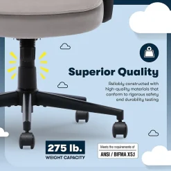 Online Comfort Classic Ergonomic Velvet Fabric Swivel Executive Chair, Taupe (CCHR10005B) Office Chairs