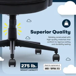 Hot Comfort Classic Ergonomic Velvet Fabric Swivel Executive Chair, Black (CCHR10005D) Office Chairs