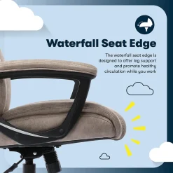 Online Comfort Eco Ergonomic Velvet Fabric Swivel Executive Chair, Light Brown (CCHR10006C) Office Chairs