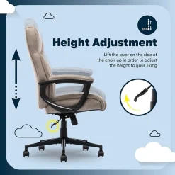 Online Comfort Eco Ergonomic Velvet Fabric Swivel Executive Chair, Light Brown (CCHR10006C) Office Chairs