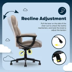 Online Comfort Eco Ergonomic Velvet Fabric Swivel Executive Chair, Light Brown (CCHR10006C) Office Chairs