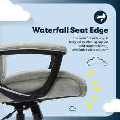 New Comfort Eco Ergonomic Velvet Fabric Swivel Executive Chair, Light Grey (CCHR10006A) Office Chairs