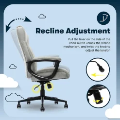 New Comfort Eco Ergonomic Velvet Fabric Swivel Executive Chair, Light Grey (CCHR10006A) Office Chairs