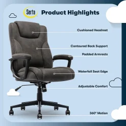 Comfort Eco Ergonomic Velvet Fabric Swivel Executive Chair, Brown (CCHR10006D) Office Chairs