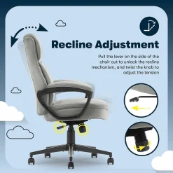 Best Comfort Ergo Ergonomic Velvet Fabric Swivel Executive Chair, Gray (CCHR10016C) Office Chairs