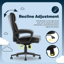 Clearance Comfort Ergo Ergonomic Bonded Leather Swivel Executive Chair, Black (CCHR10016B) Office Chairs