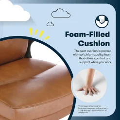 Online Comfort Ergonomic Bonded Leather Swivel Executive Chair, Cognac (CHR10130D) Office Chairs