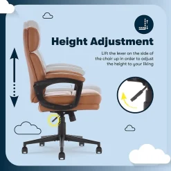 Online Comfort Ergonomic Bonded Leather Swivel Executive Chair, Cognac (CHR10130D) Office Chairs