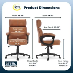 Online Comfort Ergonomic Bonded Leather Swivel Executive Chair, Cognac (CHR10130D) Office Chairs