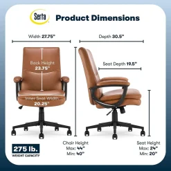 Hot Comfort Modern Ergonomic Bonded Leather Swivel Executive Chair, Cognac (CHR10132D) Office Chairs