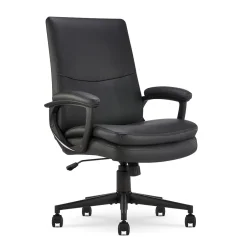 Discount Comfort Modern Ergonomic Bonded Leather Swivel Executive Chair, Black (CHR10132A) Office Chairs