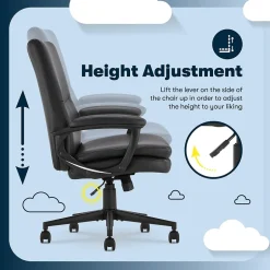 Discount Comfort Modern Ergonomic Bonded Leather Swivel Executive Chair, Black (CHR10132A) Office Chairs