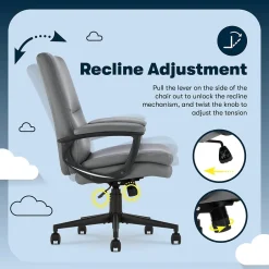 Clearance Comfort Modern Ergonomic Bonded Leather Swivel Executive Chair, Gray (CHR10132C) Office Chairs