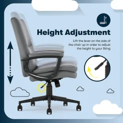 Clearance Comfort Modern Ergonomic Bonded Leather Swivel Executive Chair, Gray (CHR10132C) Office Chairs