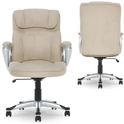 Online Cyrus Ergonomic Fabric Swivel Executive Chair, Fawn Tan (47911) Office Chairs