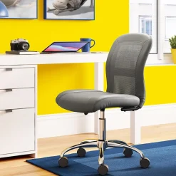 New Essentials Armless Ergonomic Bonded Leather/Mesh Swivel Task Chair, (48740A) Ergonomic Chairs