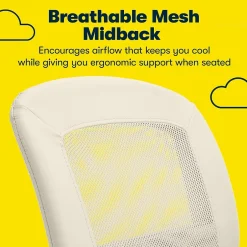 Hot Essentials Armless Ergonomic Bonded Leather/Mesh Swivel Task Chair, (48740B) Ergonomic Chairs