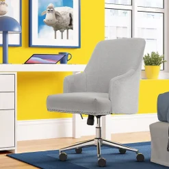 Discount Leighton Fabric Home Office Chair, Light Gray (48371) Office Chairs