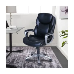 Clearance My Fit Ergonomic Bonded Leather Swivel Executive Chair, Black (CHR100015) Office Chairs