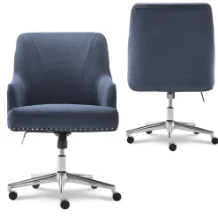 Best Style Leighton Fabric Fabric Swivel Computer and Desk Chair, Blue (47925A) Office Chairs