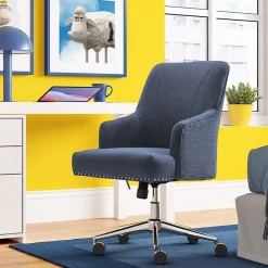 Best Style Leighton Fabric Fabric Swivel Computer and Desk Chair, Blue (47925A) Office Chairs