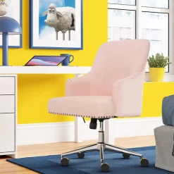 Sale Style Leighton Fabric Swivel Home Office Chair, Blush Pink (47925C) Office Chairs