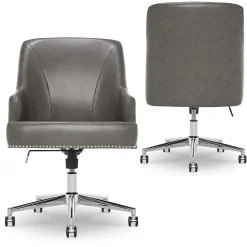 Clearance Style Leighton Faux Leather Swivel Home Office Chair, Gray (47925G) Office Chairs