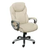Online Works My Fit Ergonomic Bonded Leather Swivel Executive Chair, Ivory (48098A) Office Chairs
