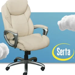Online Works My Fit Ergonomic Bonded Leather Swivel Executive Chair, Ivory (48098A) Office Chairs