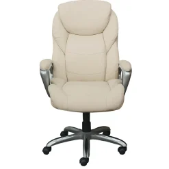Online Works My Fit Ergonomic Bonded Leather Swivel Executive Chair, Ivory (48098A) Office Chairs