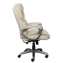 Online Works My Fit Ergonomic Bonded Leather Swivel Executive Chair, Ivory (48098A) Office Chairs