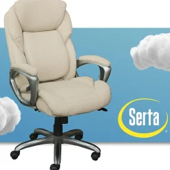 Sale Works My Fit Ergonomic Bonded Leather Swivel Executive Chair, Ivory (48097A) Office Chairs