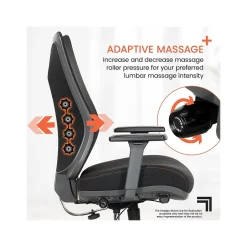Clearance Revive Shiatsu Ergonomic Mesh Swivel Massage Chair, Black (60097-BLK) Office Chairs