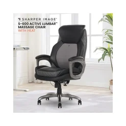 Online S-600 Active Lumbar Ergonomic Bonded Leather Swivel Executive Massage Chair, (60098-BLK) Ergonomic Chairs