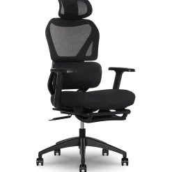 Hot S850 Ergonomic Mesh Swivel Massage with Heat Executive Task Chair with Footrest, Black (60106-BLK) Office Chairs