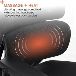 Hot S850 Ergonomic Mesh Swivel Massage with Heat Executive Task Chair with Footrest, Black (60106-BLK) Office Chairs