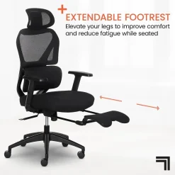 Hot S850 Ergonomic Mesh Swivel Massage with Heat Executive Task Chair with Footrest, Black (60106-BLK) Office Chairs
