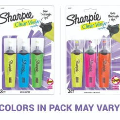 Sharpie Clear View Highlighter, Chisel Tip, Assorted, 3/Pack (1912767/2128222) Clearance