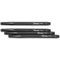 Sharpie Felt Pens, Fine Point, 0.4mm, Black Ink, 4/Pack (1742661) New