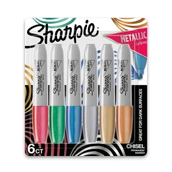 Sharpie Permanent Markers, Chisel Tip, Assorted Metallic, 6/Pack (2089634) Hot