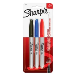 Sharpie Permanent Markers, Fine Tip, Assorted Inks, 3/Pack (30173) Assorted Colors Outlet