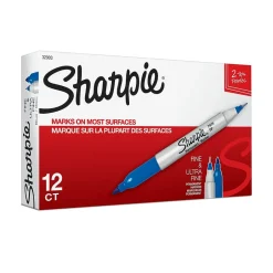 Sharpie Permanent Markers, Twin Tip, , 12/Pack (32003) Blue Best