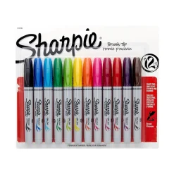 Sharpie Permanent Markers, Brush Tip, Assorted, 12/Pack (1810704) Clearance