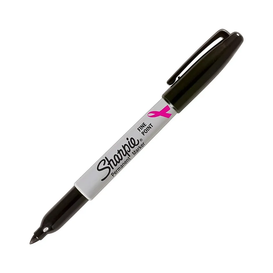 Sharpie Pink Ribbon Permanent Markers, Fine Tip, Black (1801743)
