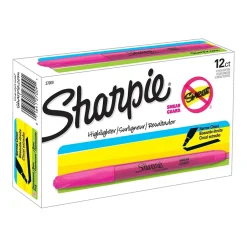 Sharpie Pocket Stick Highlighters, Chisel Tip, Flourescent Pink, Dozen (27009) Clearance