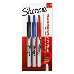 Sharpie Retractable Permanent Markers, Fine Tip, Assorted, 3/Pack (32726) New
